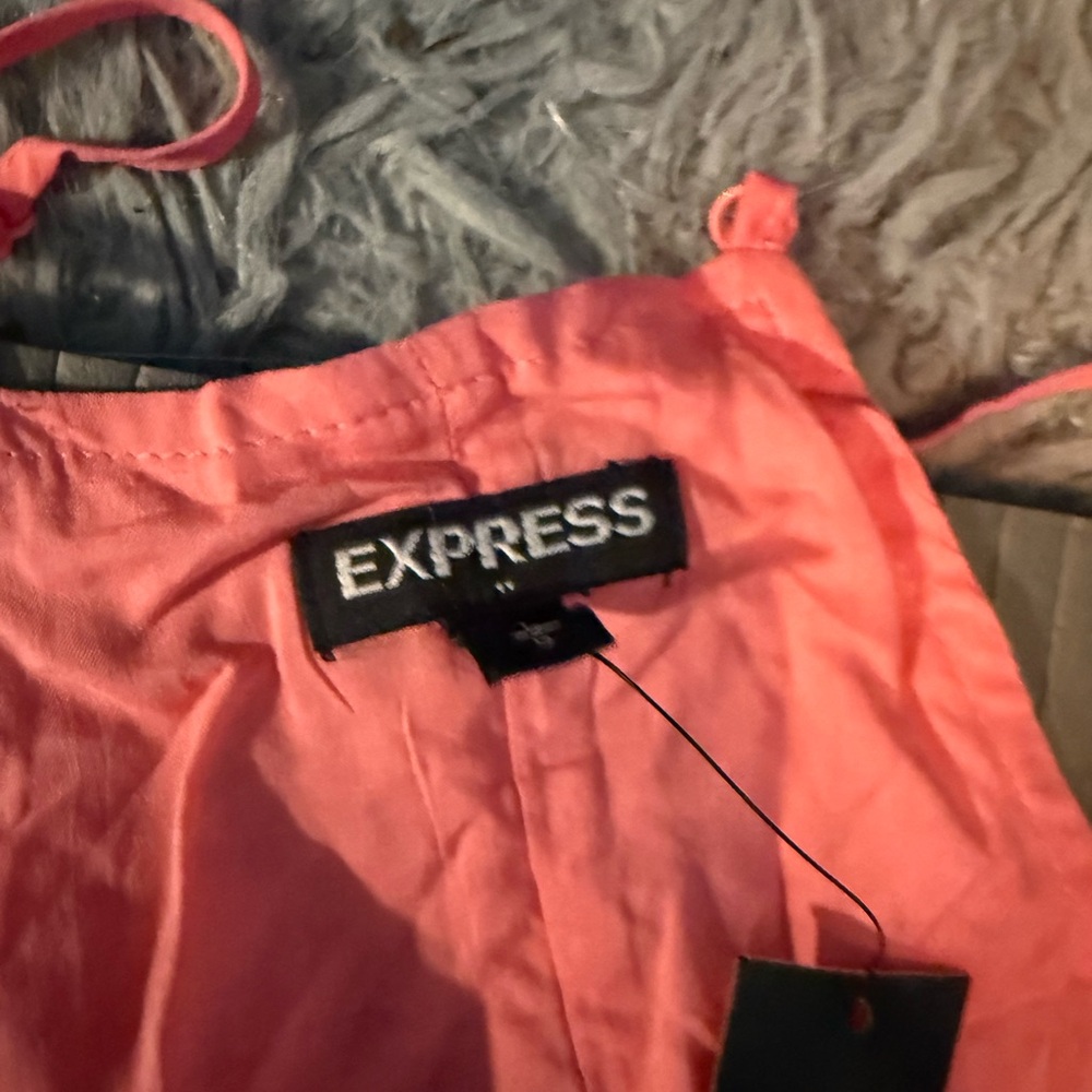 Express Pink Ruffled Tie Front Tank Top - Picture 4 of 4